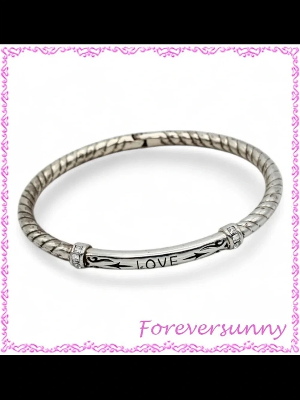 NWOT Brighton LOVE Engraved Silver-Tone Women's Bangle Bracelet